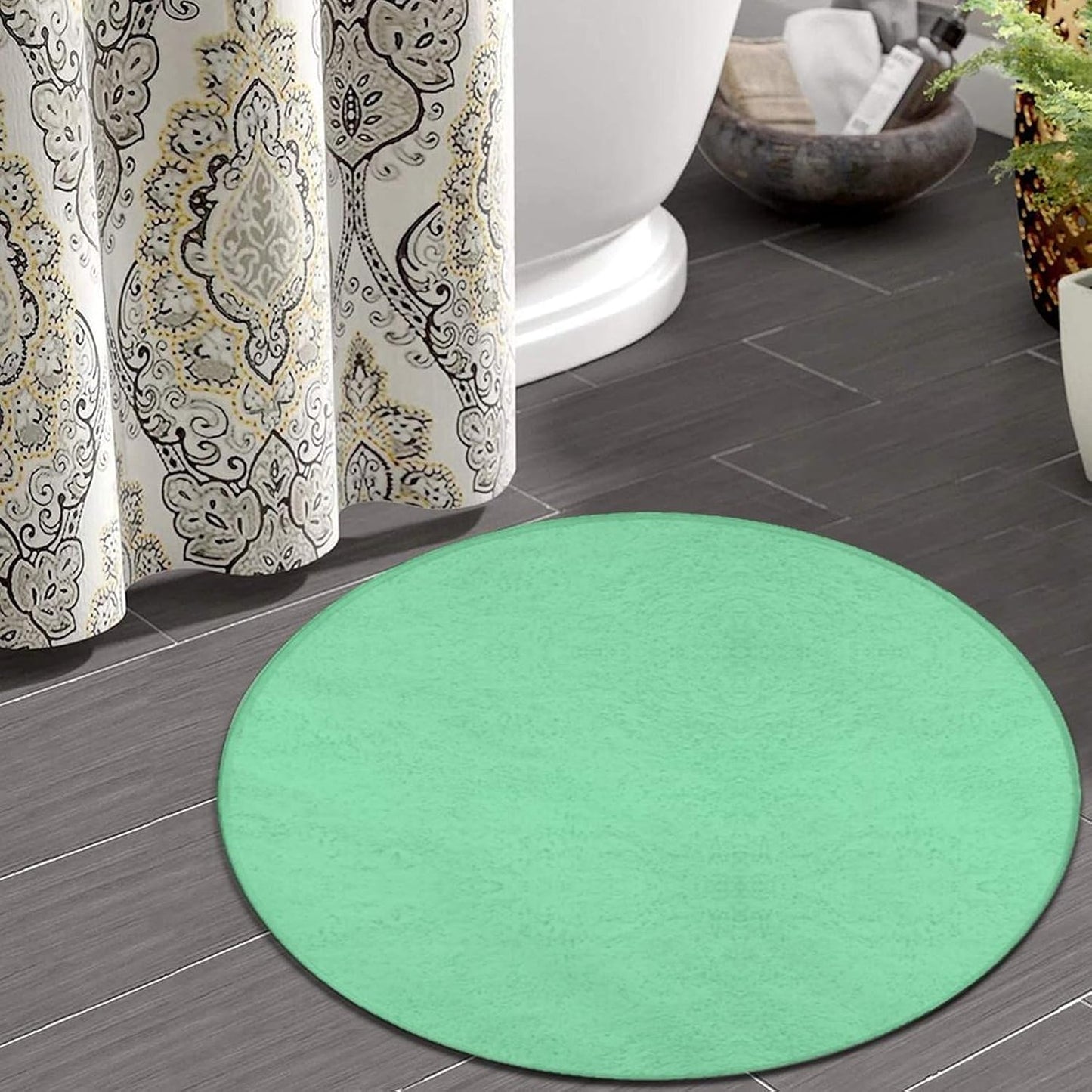 Women's Large Home Decor Mat, Soft Round Yoga Carpet, Non Slip Machine Washable Home Office Circle Rug Purple
