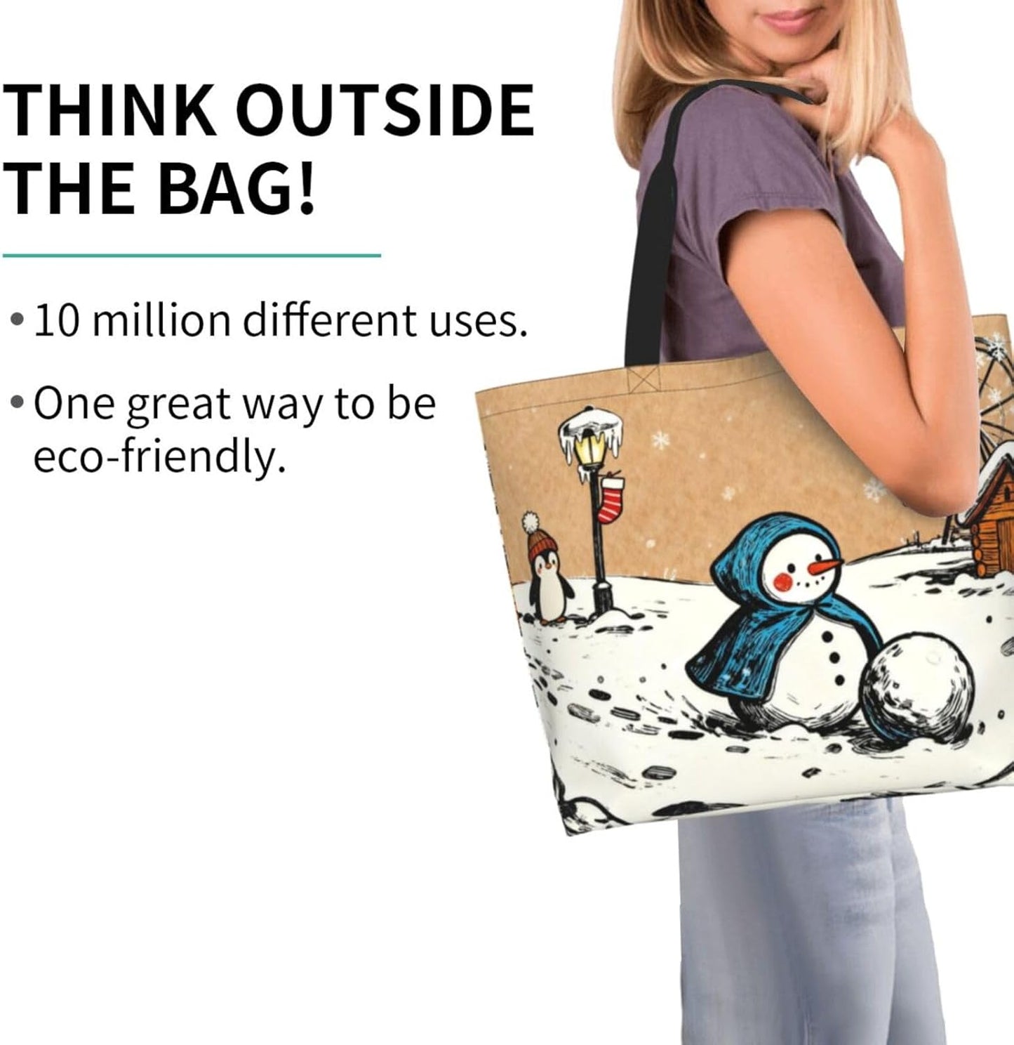 Tote Shoulder Bag Large Durable Reusable Eco-friendly Handbag Lightweight Stylish for Daily Use-19.7x15.7x5.9 Inch - Colors B