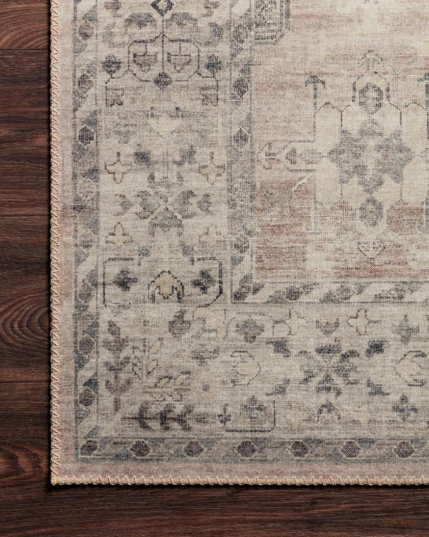 Loloi Hathaway Collection HTH-06 Blush/Multi 2'-6" x 7'-6", .25" Thick, Runner Rug, Soft, Durable, Printed, Modern, Low Pile, Non-Shedding, Easy Clean, Living Room Rug