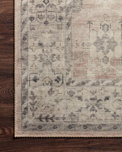 Loloi Hathaway Collection HTH-06 Blush/Multi 2'-6" x 7'-6", .25" Thick, Runner Rug, Soft, Durable, Printed, Modern, Low Pile, Non-Shedding, Easy Clean, Living Room Rug