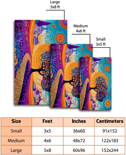 Tree of Life Area Rug – Bohemian Mandala Carpet for Living Room, Bedroom, Meditation Space, Yoga, Spiritual Home Décor – Large Soft Floor Mat for Indoor Decoration (TOL08)