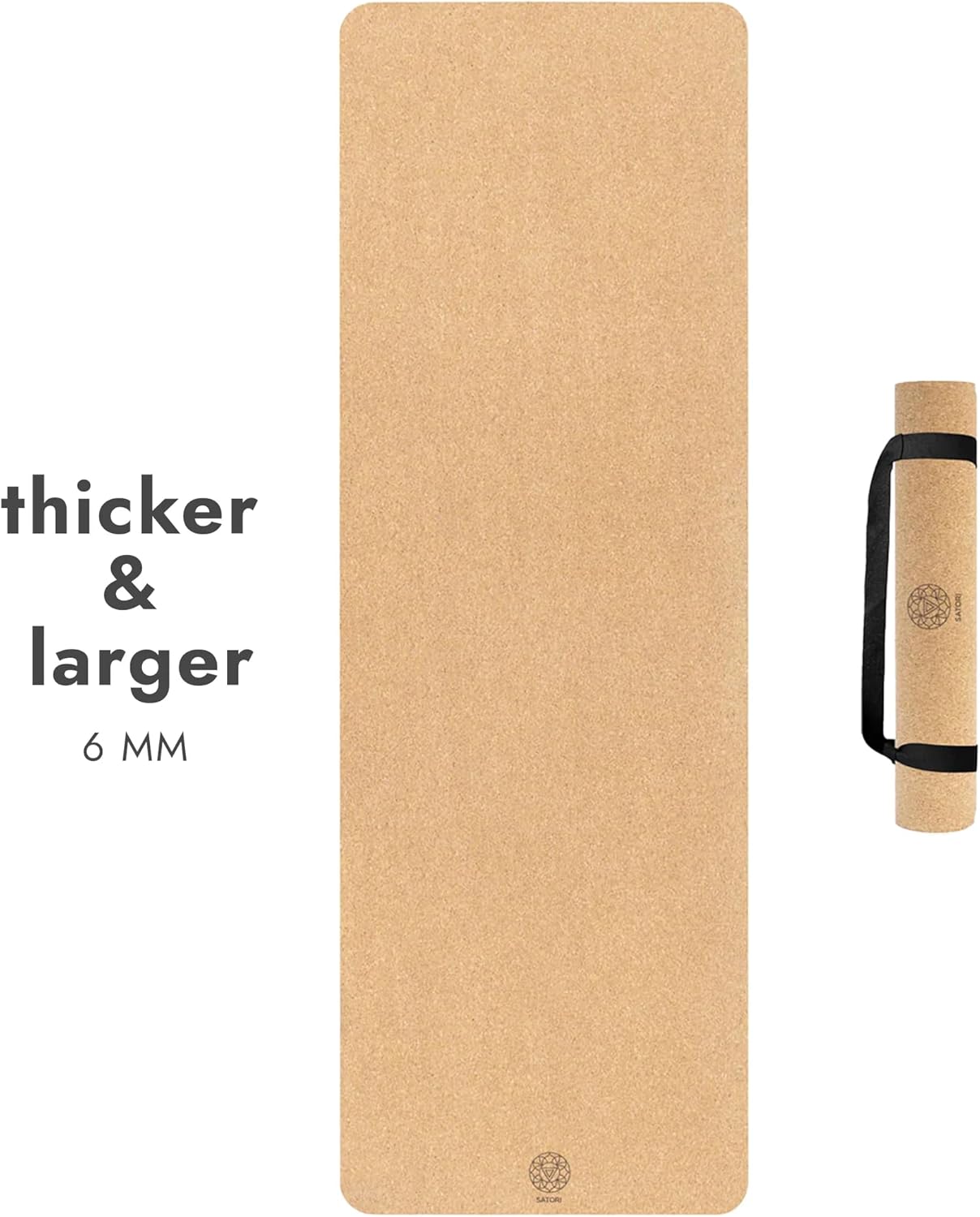 Cork Yoga Mat with Natural Rubber Base, Extra Size, Thickness and Support, Excellent Cushion & Grip, Non-Slip, Non-Toxic, Sweat-Resistant, Sustainable, Eco-friendly Exercise Mat