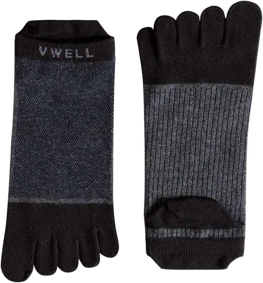 VWELL Cotton Toe Socks Five Finger Socks No Show Crew Athletic Running Socks 4 Pairs,Size 7-11