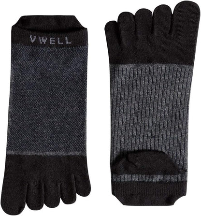 VWELL Cotton Toe Socks Five Finger Socks No Show Crew Athletic Running Socks 4 Pairs,Size 7-11