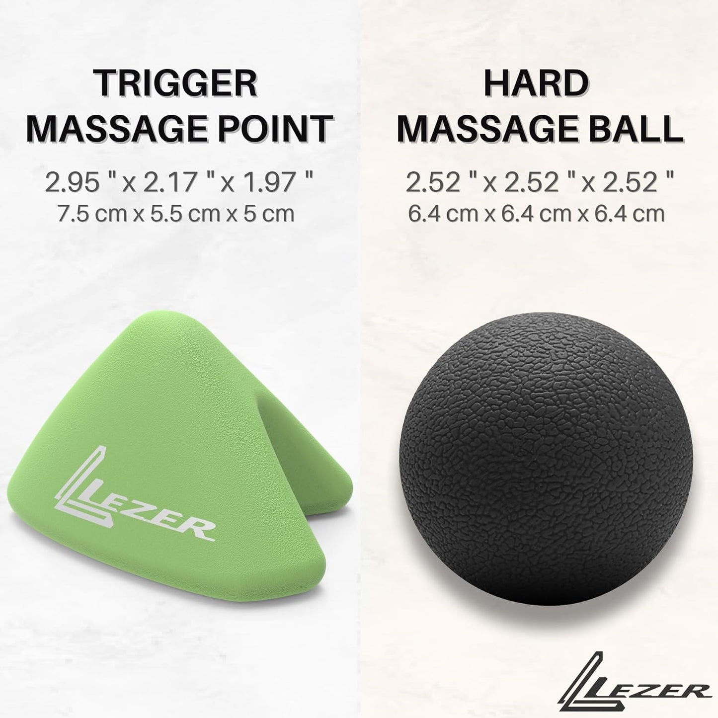 LEZER Trigger Massage Point, Manual Massage Ball, Muscle Knots Relief Tool, Myofascial Release, Physical Therapy, Deep Tissue Back Massage, Plantar Fasciitis, 2.9 in x 2.1 in (Blue)