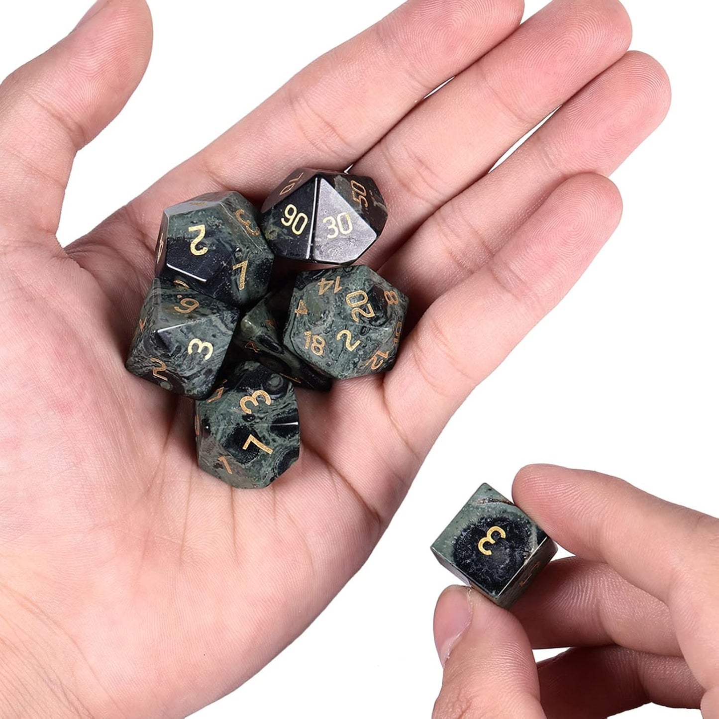mookaitedecor 7 PCS Blue Howlite Turquoise Crystal Polyhedral DND Dice Set, Polished Tumbled Stones Dices for RPG MTG Table Games Home Decoration