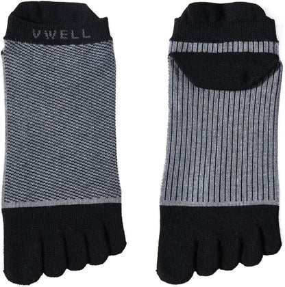 VWELL Cotton Toe Socks Five Finger Socks No Show Crew Athletic Running Socks 4 Pairs,Size 7-11