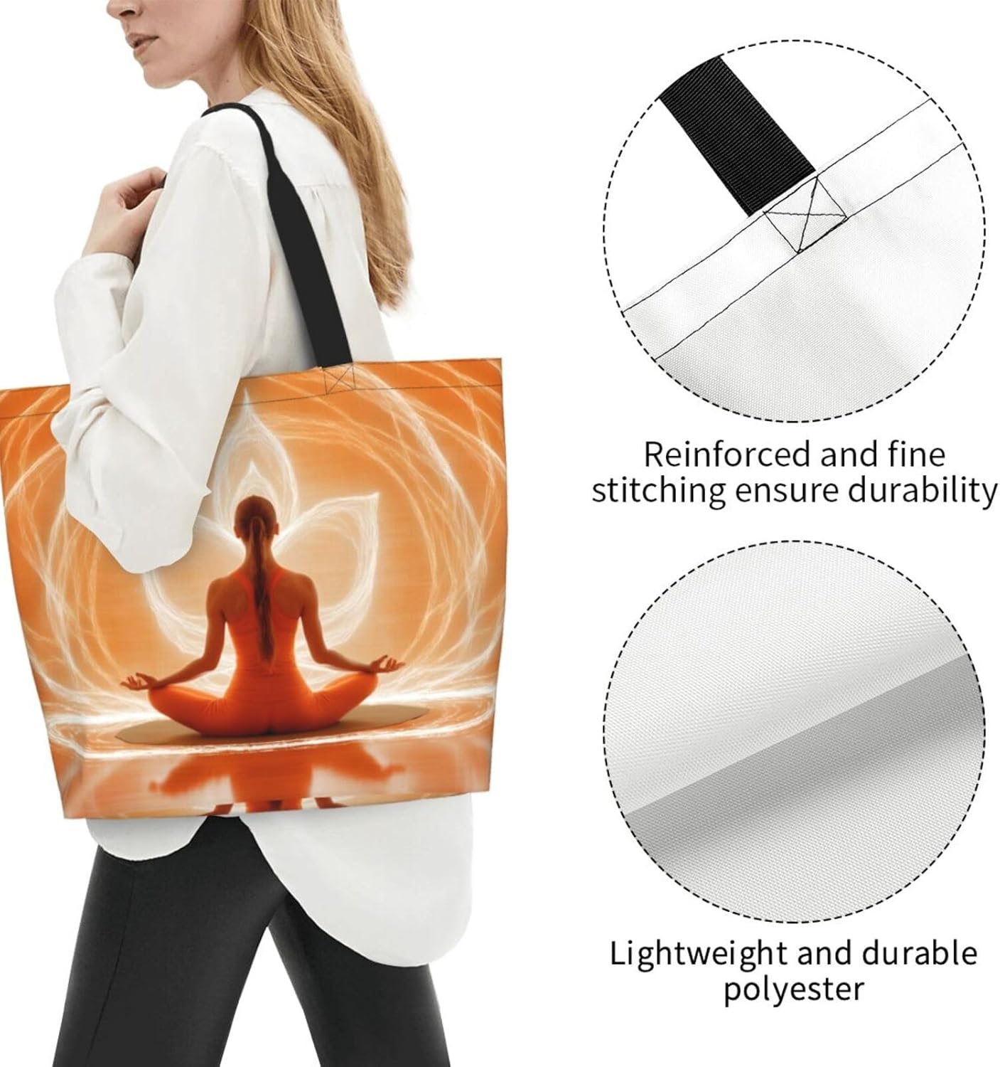 Tote Shoulder Bag Large Durable Reusable Eco-friendly Handbag Lightweight Stylish for Daily Use-19.7x15.7x5.9 Inch - Colors B