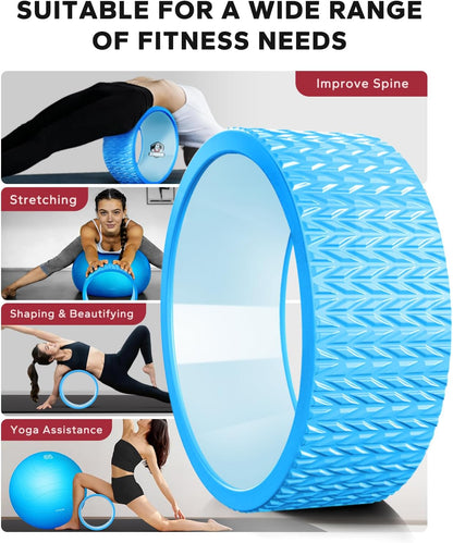 HAPBEAR Back Roller - Yoga Wheel Set with 26'' Exercise Ball – 12'' PP Inner Core Spine Alignment Tool for Back Pain Relief, Core Strength & Full-Body Workout, for Home Gym & Therapy – Pump Included