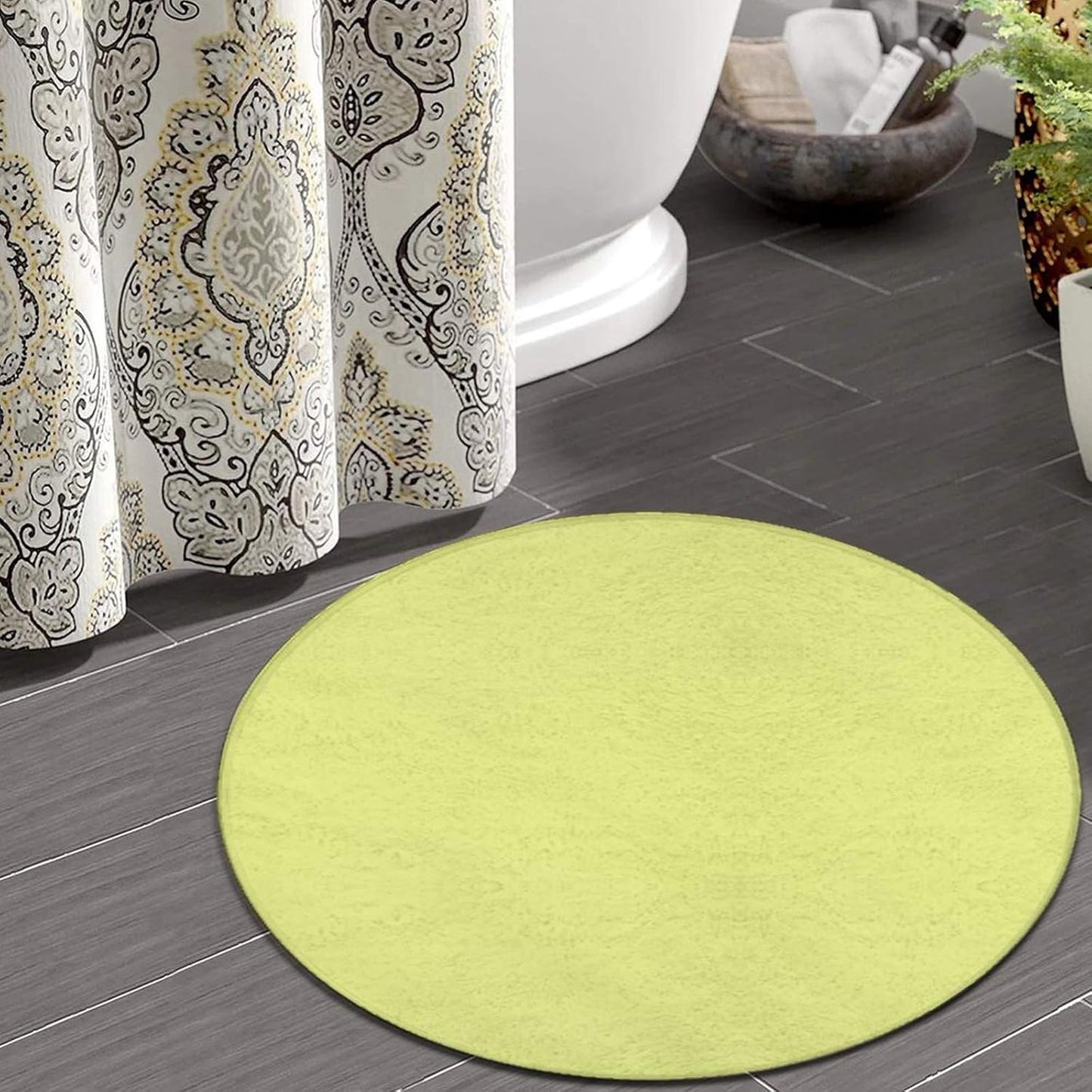 Machine Washable Modern Round Area Rug, Room Sofa Yoga Soft Round Carpet, Home Decor Non Slip Kitchen Office Circle Rug Grey, 24inch