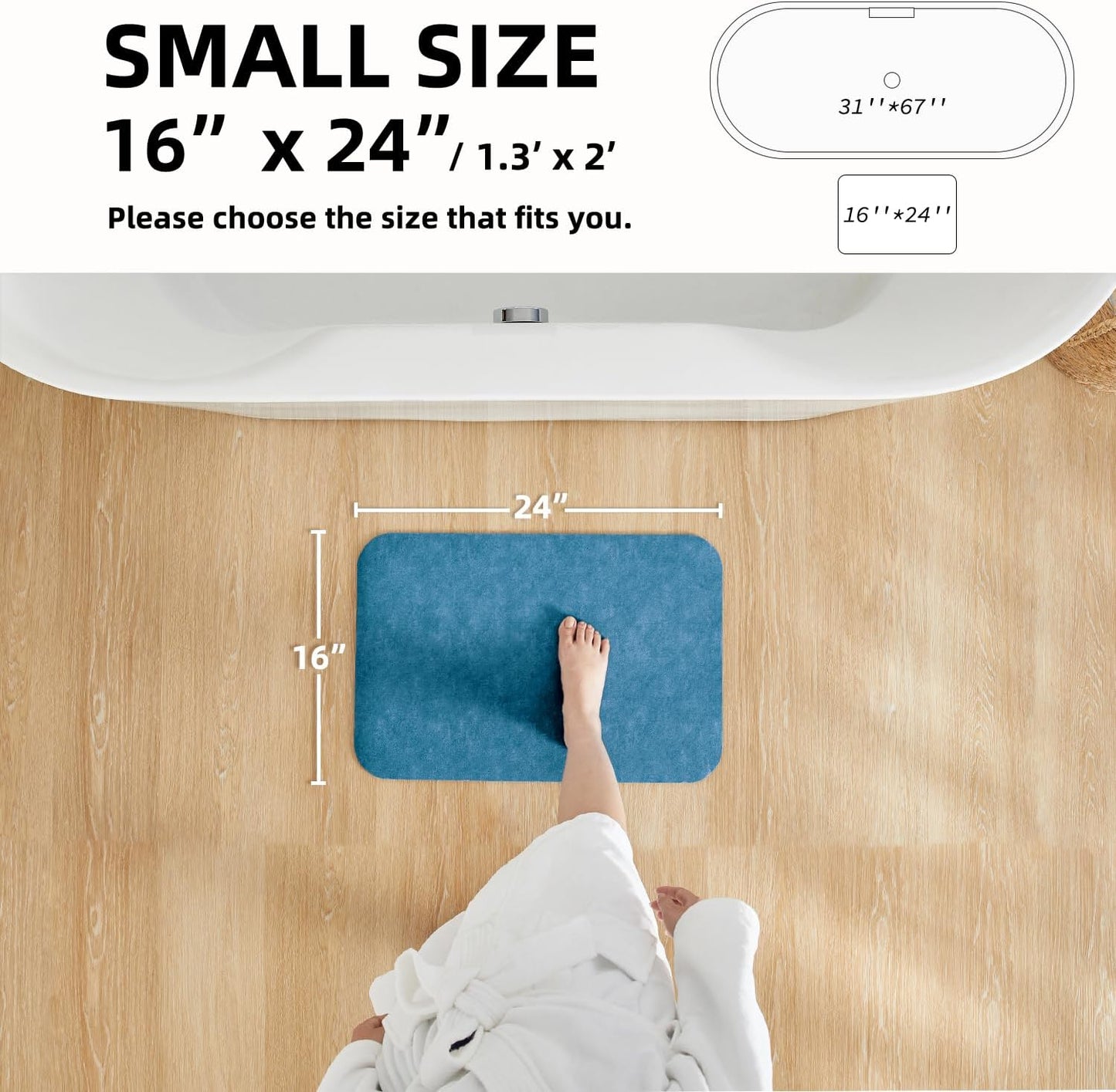TYUU Bath Mat, Bathroom Rugs Non Slip Washable Thin Absorbent Quick Dry Bath Mat Fits Under Door Bathroom Floor Mat Perfect for Bath, Shower, or Sink 24"x36" Dark Grey