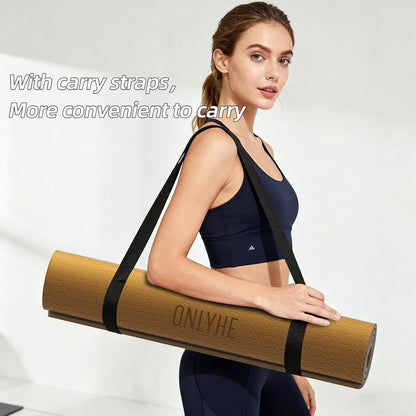 Yoga Mat Thick(10mm) Exercise Mat Non Slip Anti-tear,72"x35" Extra Large Pilates Mats for Home Workouts, Gym & Floor Stretching with Carrier Strap