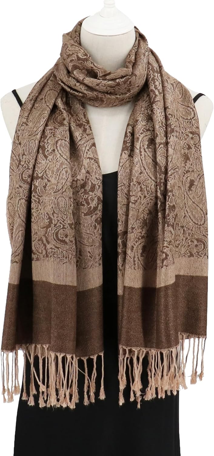 vimate Silky Paisley Pashmina Shawl Scarf-Women's Soft Double-side Jacquard Pashminas Wrap for Evening Dress Travel Shawl