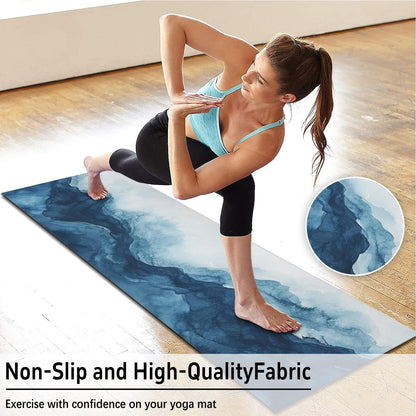 Hot Yoga Mat Towel with Corner Pockets Yoga Towels for Hot Yoga Non Slip with Travel Bag Sweat Absorbent Yoga Blankets Mat Cover for Workout Gym 70"x26" (Mountain-01, 70x26)