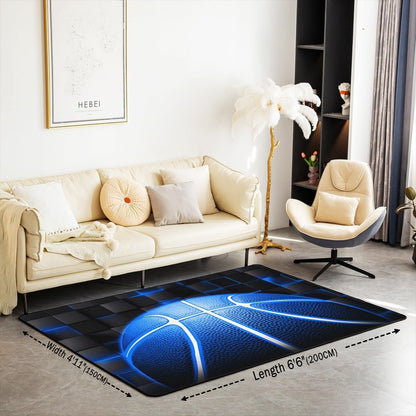 jejeloiu Basketball Living Room Rugs for Bedroom 5x7 Kids Gaming Sports Decor Carpet for Boys Girls Teens Ball Games Area Rug Soft Gift for Basketball Lover Grey and Black Room Decor