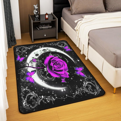 Feelyou Floral Rose Indoor Floor Mat Set,Romantic Blue Rose Rugs for Living Room Bedroom Area Rug 3x5,Boys Girls,Botanical Flower Rose Accent Rug Doormats Floor Mat for All Season