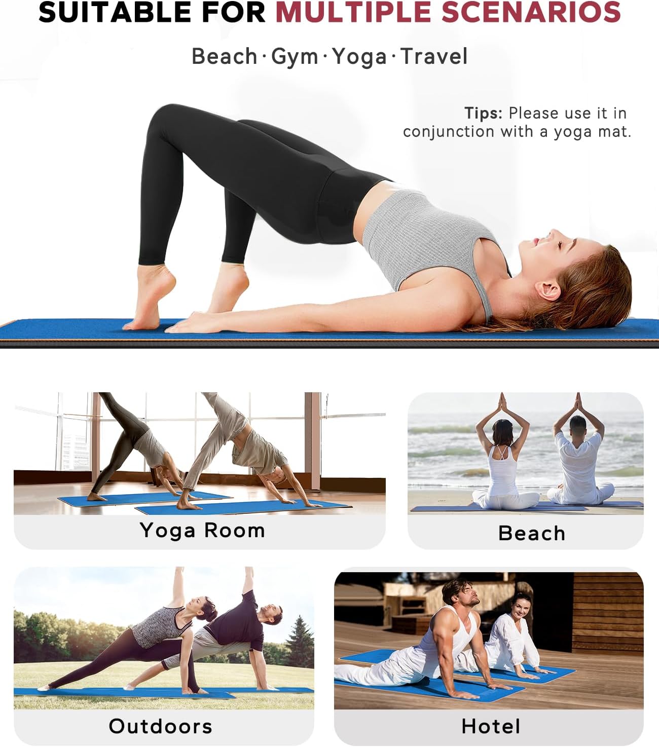 HAPBEAR Hot Yoga Towel with Non-Slip Grip Dots, Super-Absorbent Microfiber Yoga Mat Towel for Sweaty Bikram, Pilates and Studio Workouts - Grey