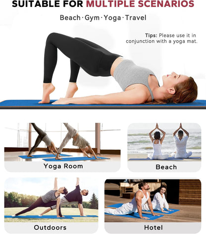 HAPBEAR Hot Yoga Towel with Non-Slip Grip Dots, Super-Absorbent Microfiber Yoga Mat Towel for Sweaty Bikram, Pilates and Studio Workouts - Grey
