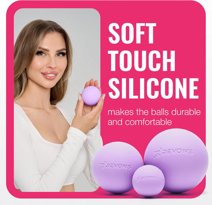 3 in 1 Massage Ball Set - Lacrosse Balls for Myofascial Release, Back Pain Relief, Face Fitness, Trigger Points, Yoga, Physical Therapy, Muscle Recovery and Soft Deep Tissue Massage (Turquoise)