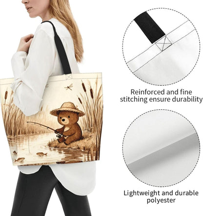 Tote Shoulder Bag Large Durable Reusable Eco-friendly Handbag Lightweight Stylish for Daily Use-19.7x15.7x5.9 Inch - Colors A