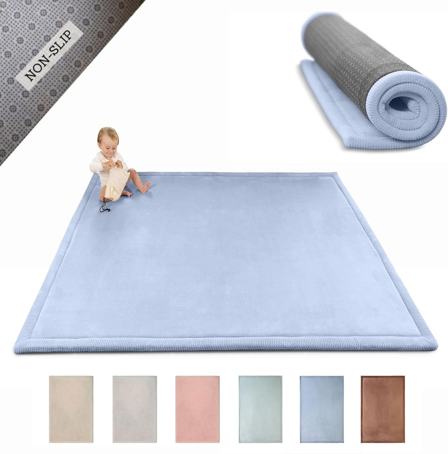Hakuna Matte CloudSoft Mat for Floor 60" x 80" Beige – Coral Velvet Memory Foam Rug – Non-Slip, Water-Resistant