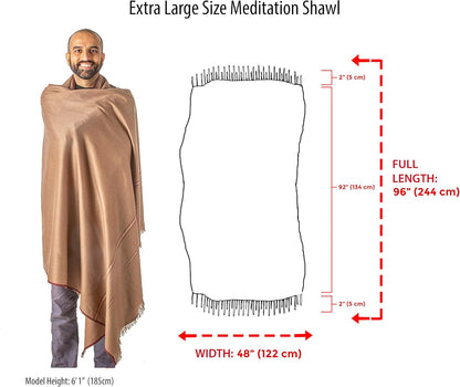 Versatile Premium Wool Blend Meditation Shawl - Large Unisex Prayer Wrap, Oversized Scarf & Yoga Blanket