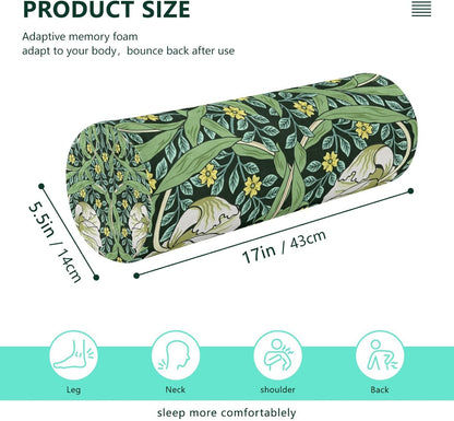 c Neck Roll Pillow Bolster Round Health Memory Foam Long Cervical Cylinder Pillows with Removable Washable Cover for Body Bed Legs Back Yoga - Colors B
