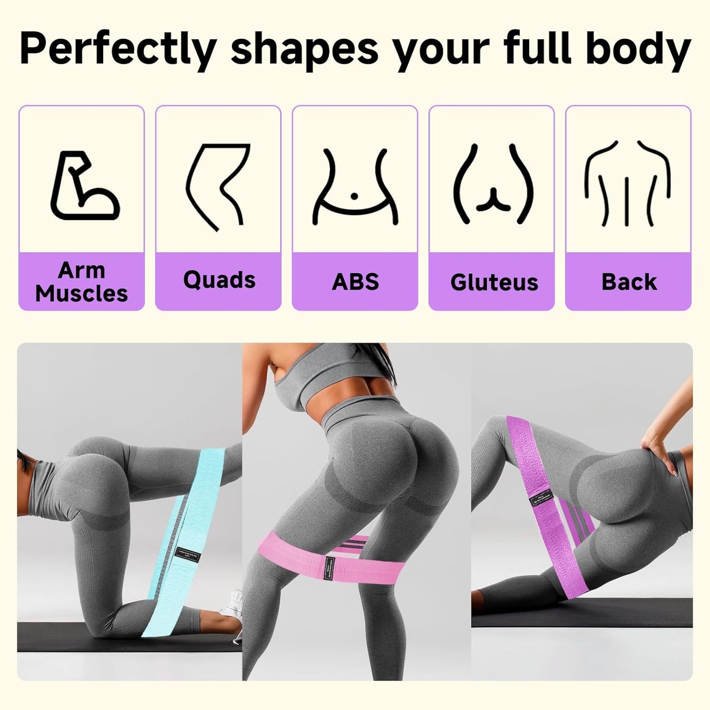 Resistance Bands, Fabric Workout Bands for Women & Men, Cloth Booty Resistance Loop Bands, Thick Squat Bands for Home Fitness, Gym, Yoga, Pilates for Butt Legs Thigh Hip Glute