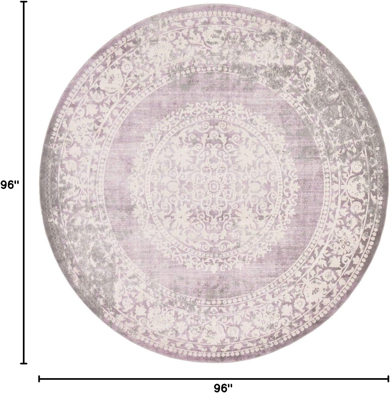 Unique Loom New Classical Collection Area Rug - Olwen (4'Round, Purple/ Gray)