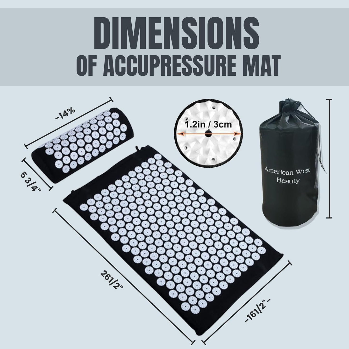 Acupressure Mat & Pillow Set with Carry Bag | Natural Back & Neck Relief | Full Body Acupuncture Massage Mat for Relaxation, Circulation & Better Sleep