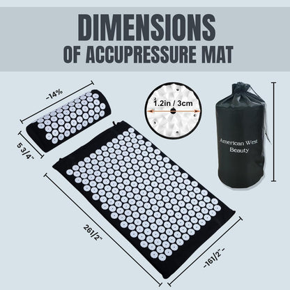 Acupressure Mat & Pillow Set with Carry Bag | Natural Back & Neck Relief | Full Body Acupuncture Massage Mat for Relaxation, Circulation & Better Sleep