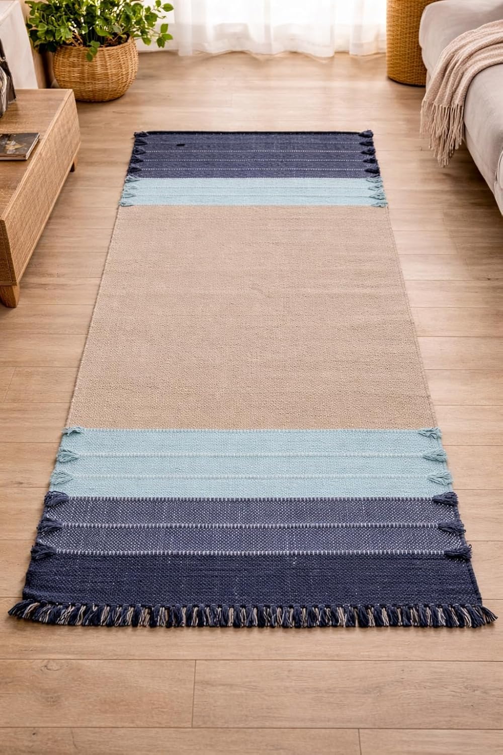 Indian Handmade100 % Organic Anti Skid Multi Colour Cotton Yoga Mat - Eco-Friendly Hand-Woven Rug - Non-Slip & Thick (24”x72”x5mm) for Hot yoga & Everyday Fitness at Home - Comfortable & Foldable Extra-Long Mat
