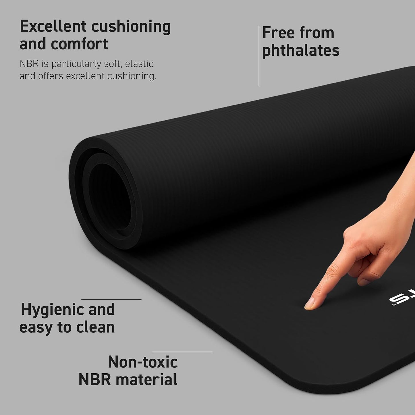 MSPORTS Yoga Mat Premium Non Slip Thick – Extra Comfortable Exercise Mat for Home Workouts, Pilates, Stretching & Gym – Cushioned NBR Foam, Gym Mat with Strap, for Women & Men