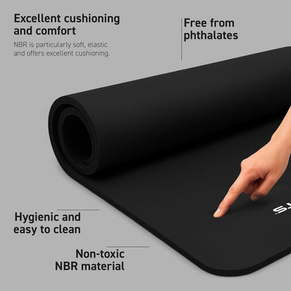 MSPORTS Yoga Mat Premium Non Slip Thick – Extra Comfortable Exercise Mat for Home Workouts, Pilates, Stretching & Gym – Cushioned NBR Foam, Gym Mat with Strap, for Women & Men