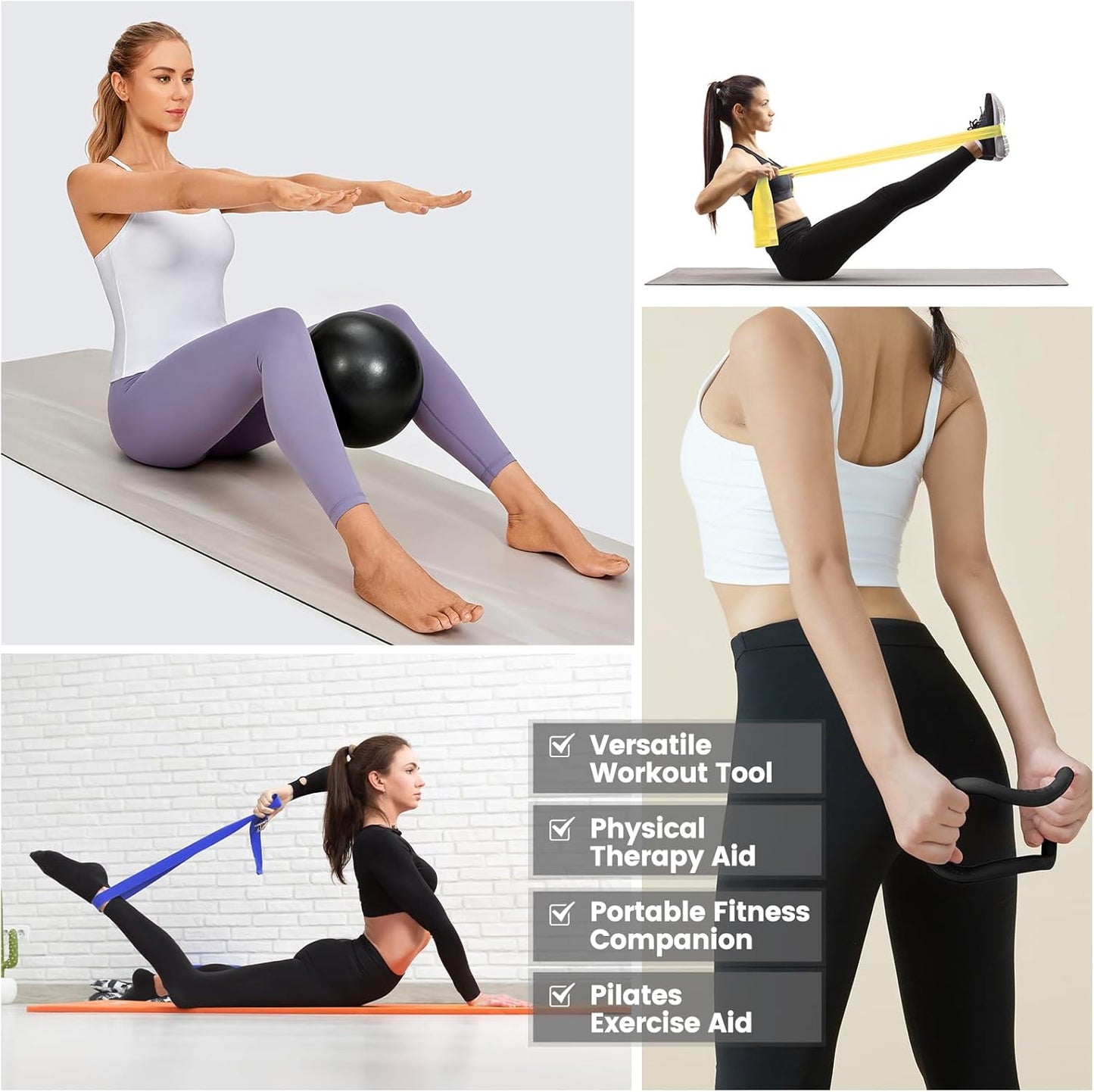 Pilates Kit for Women 13PCS, Pilates Ring and Ball Set with Magic Circle, Resistance Bands Set, Figure 8 Band, Yoga Ring & Grip Socks, Home Workout Equipment Essentials Starter Kit for Beginners