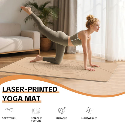 Large Yoga Mat Thick, 76"x32"x0.31"Wide POE Exercise Mat with Non-Slip Surface & Carry Strap, Anti-Tear Workout Mat for Yoga, Pilates, Fitness