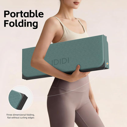 Extra Thick 10mm Foldable Yoga Mat, SGS Certified POE Non-Slip Mat, Multi-Purpose Exercise & Fitness Mats for Studio or Home