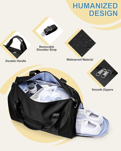 Gym Bag Womens Mens with Shoes Compartment and Wet Pocket Travel Duffel Bag for Women for Plane Sport Gym Tote Bags Swimming Yoga Waterproof Weekend Overnight Carry on Bag Hospital Holdalls - Colors B