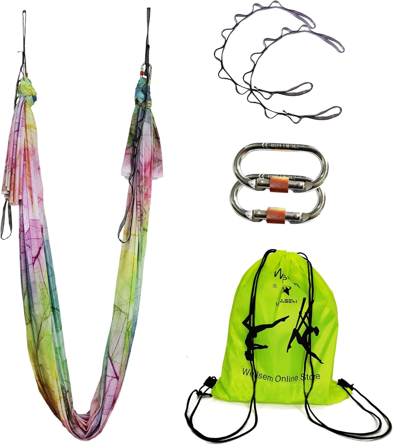 Aerial Yoga Hammock Aerial Pilates Silk Yoga Swing Set Inversion Equipment include daisy Chain, Pose Guide 5.5 yards