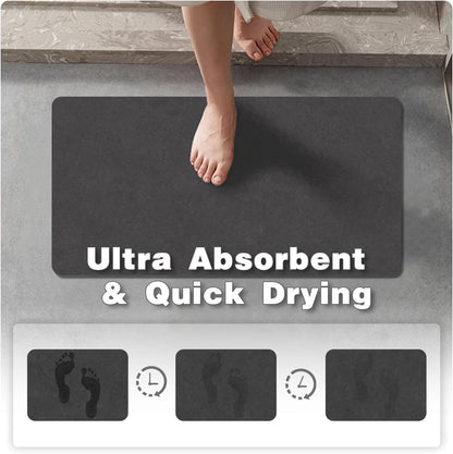 TYUU Bath Mat, Bathroom Rugs Non Slip Washable Thin Absorbent Quick Dry Bath Mat Fits Under Door Bathroom Floor Mat Perfect for Bath, Shower, or Sink 24"x36" Dark Grey