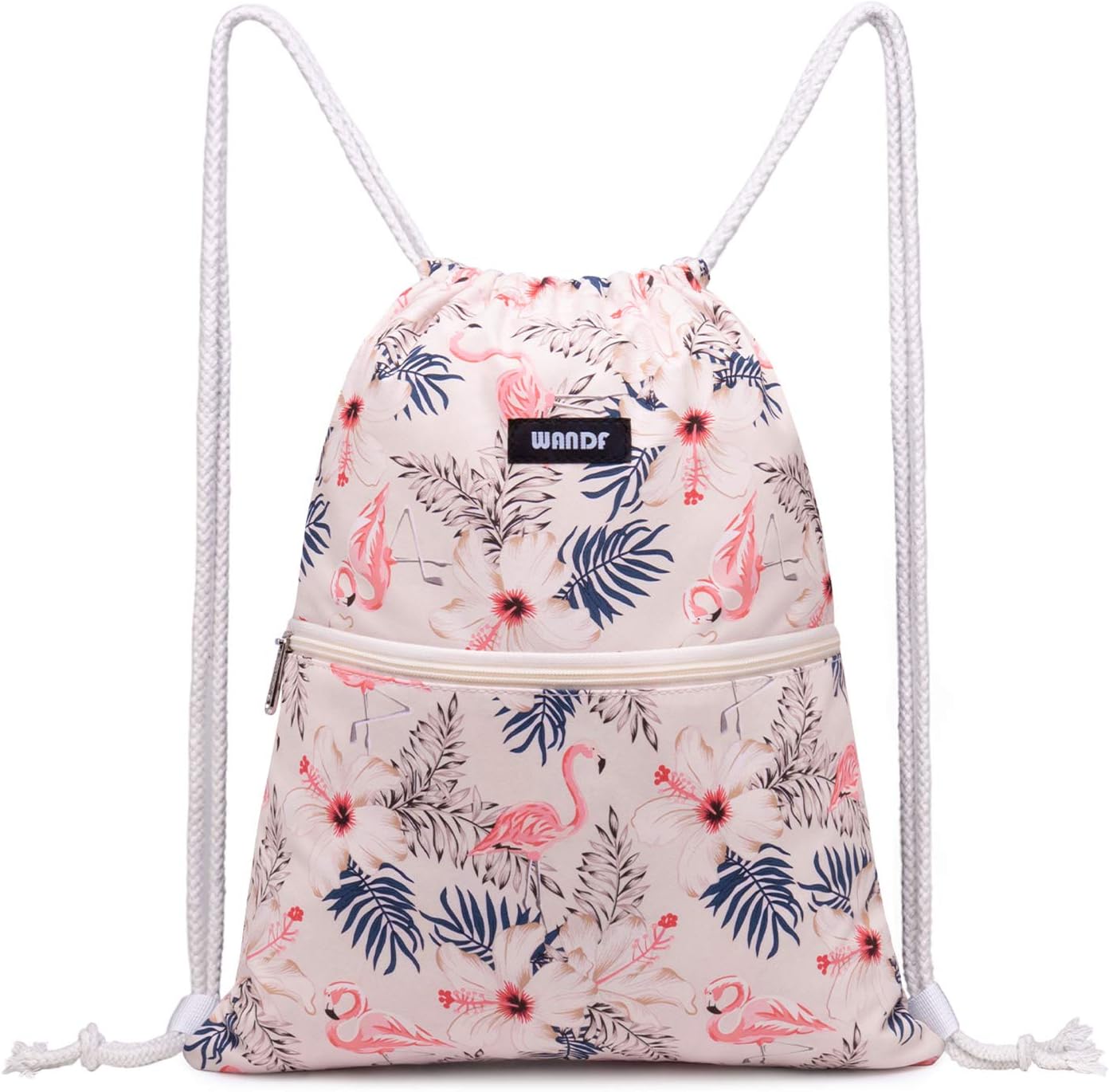 WANDF Drawstring Backpack String Bag Sackpack Cinch Water Resistant Nylon for Gym Shopping Sport Yoga (Black)