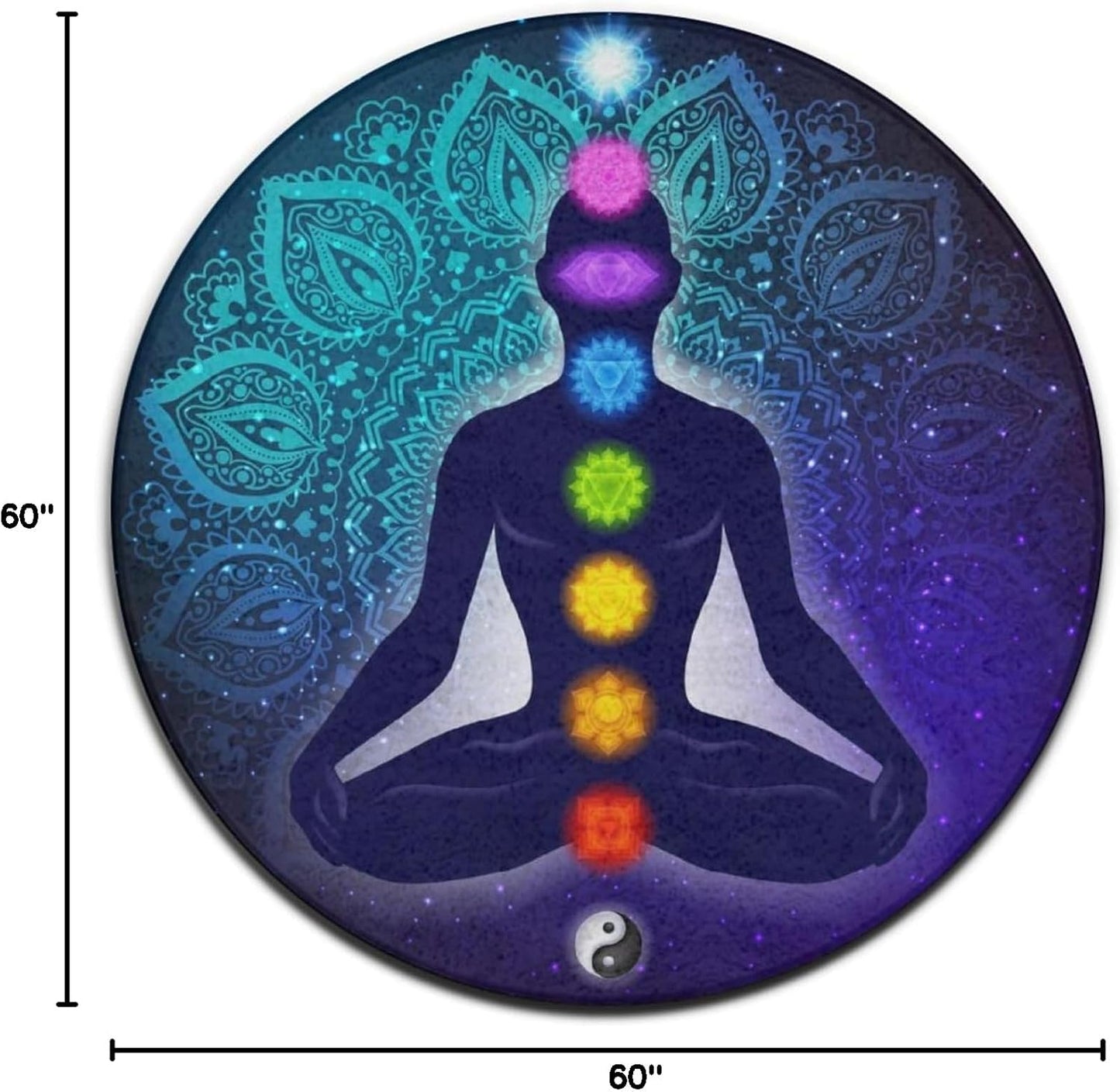 Soft Round Yoga Carpet, Large Home Decor Mat, Non-Slip Machine Washable Kitchen Office Circle Rug Compatible with Cool Norse Viking Vegvisir Runic Compass