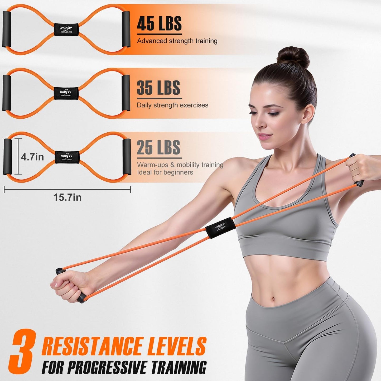 Upgraded Durable Pedal Resistance Band with Handle and Figure 8 Resistance Band Set, Stretch Bands for Exercise, Full Body Workout Equipment for Core Abs Waist Arms Back Stretching Training