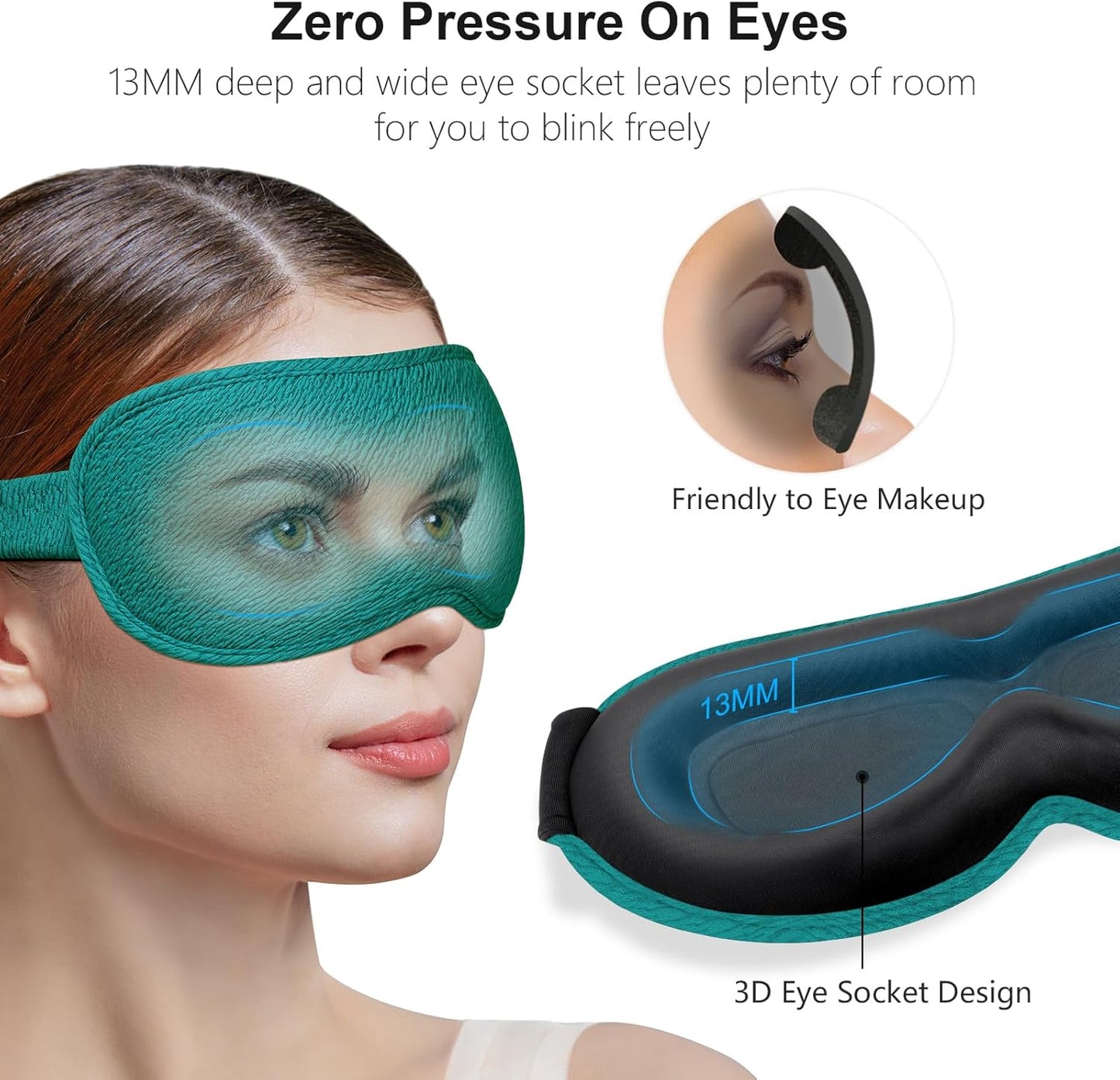 Gritin 100% Blackout Sleep Eye Mask for Women Men, Zero Pressure Sleeping Mask - Ergonomic Design 3D Cutout Eye Movement and Eyelash Friendly Night Blindfold, Ultra Soft Comfortable for Sleeping