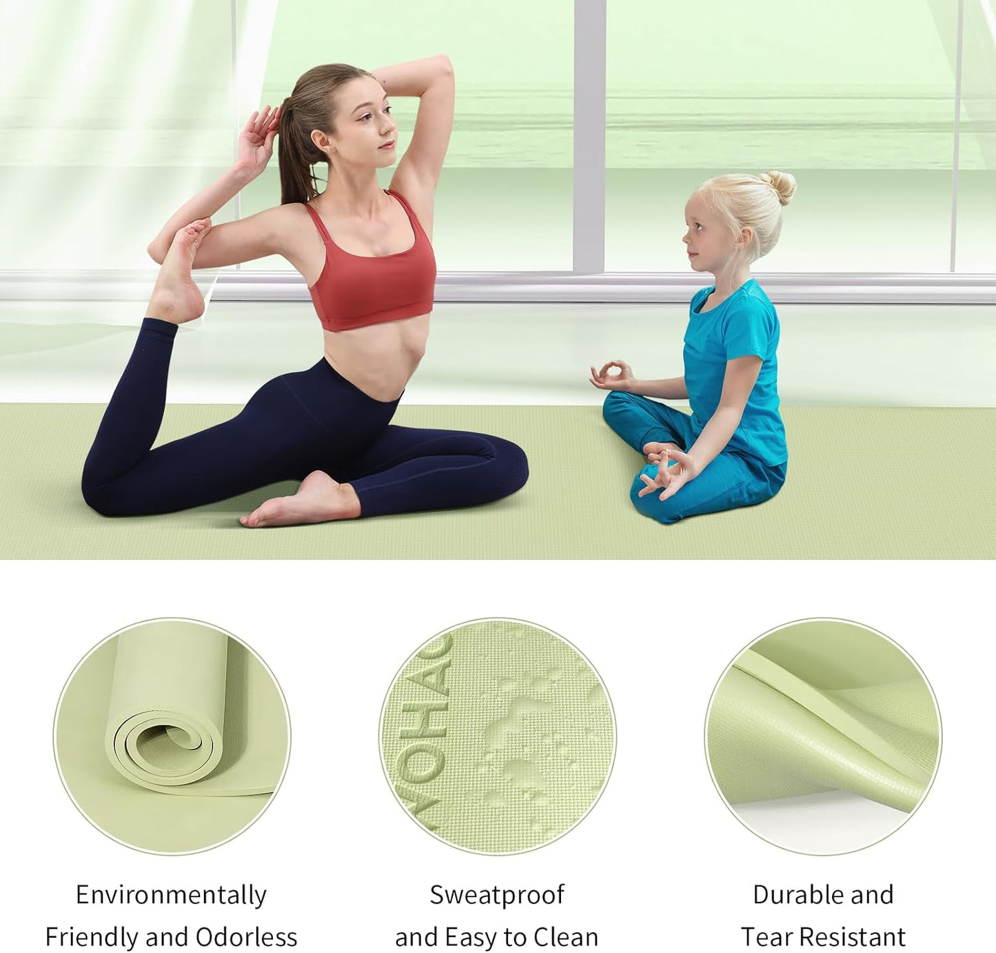 Extra Wide & Thick 8mm Yoga Mat, 72"x31.5" Large Non Slip Exercise Mat, Premium POE Material for Superior Cushioning & Stability, with Strap for Home Gym, Pilates