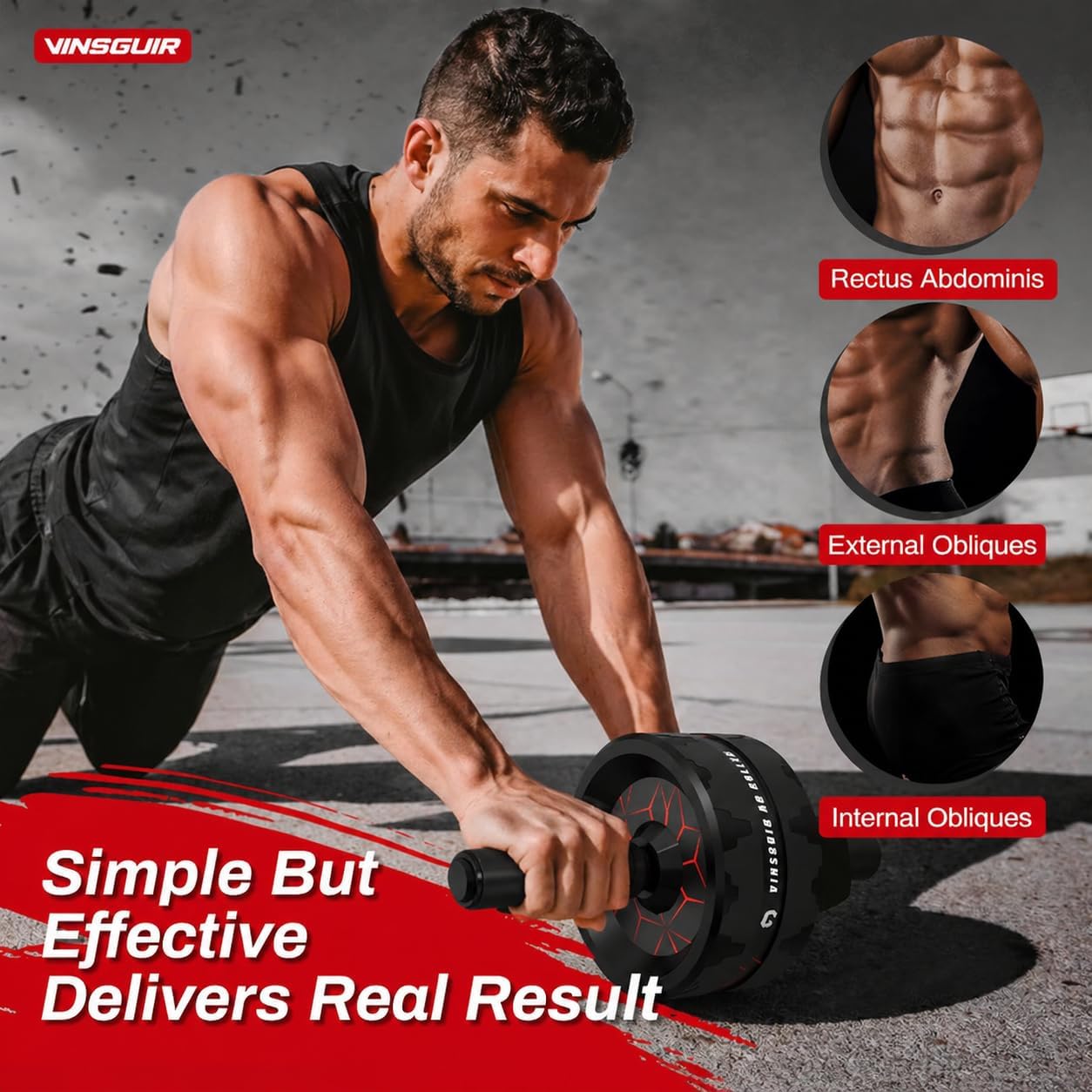 VINSGUIR Ab Roller Wheel, Abs & Core Workout Equipment for Home Gym with Knee Pad Accessories, Abdominal Wheel for Full-body Strength Training