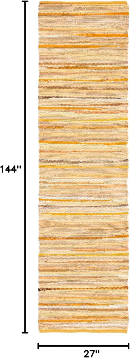 SAFAVIEH Area Rug 3x5 - Rag Rug Collection - Blue & Multi, Handmade Cotton, Boho Stripe Pattern, Ideal for Entryway, Living Room, Bedroom, Dining Space (RAR130B)