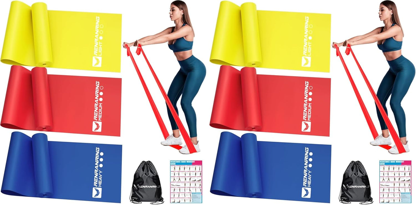 RENRANRING Resistance Bands for Working Out, Exercise Bands for Physical Therapy, Stretch, Recovery, Pilates, Rehab, Strength Training and Yoga Starter Set