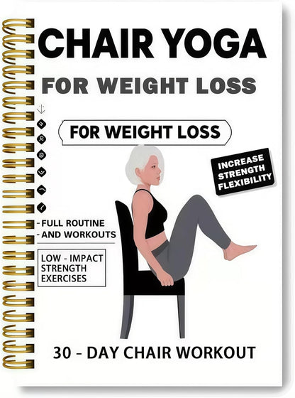 Chair Yoga for Seniors Over 60 Book & Chart, Chair Yoga for Weight Loss & Toning, 30-Day Challenge, Exercise Book for Seniors over 60 (Black)