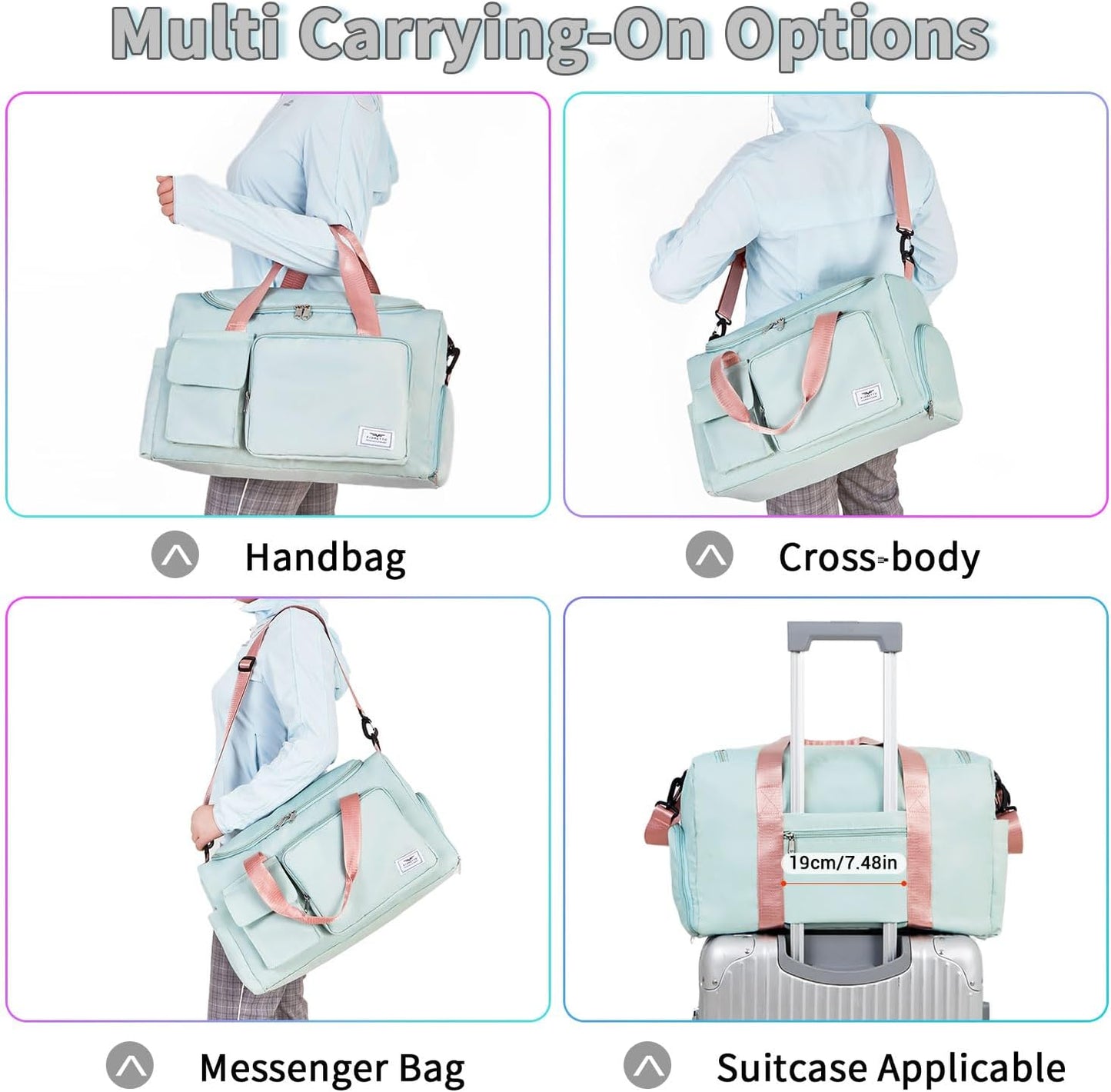 FIORETTO Women's Gym Duffle Bag with Shoes Compartment, 30L Capacity, Ideal for Travel, Gym, Sports, Duffel, Weekender